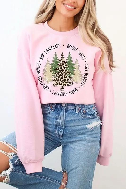 Jackets Color Bear Christmas Tree Graphic Unisex Fleece Sweatshirt Cozy & Trendy