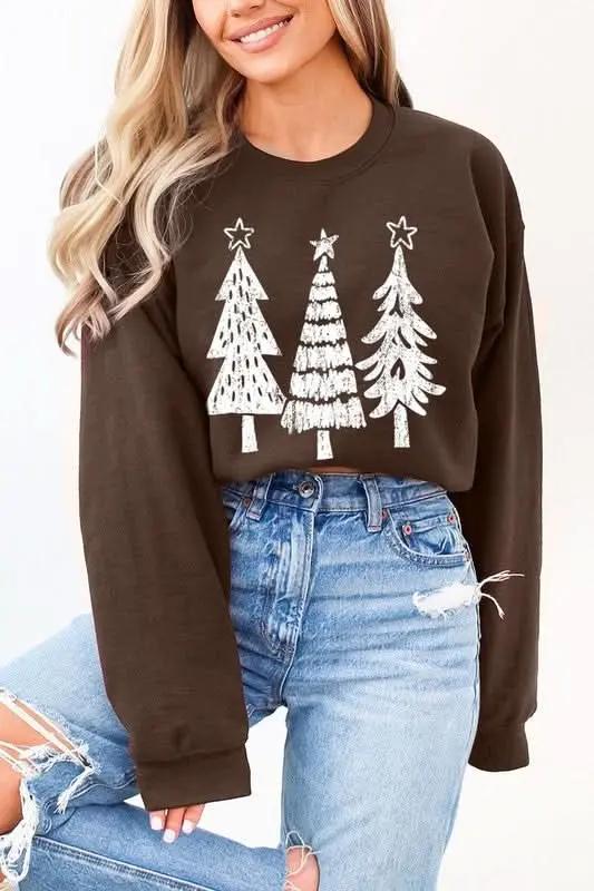 Jackets Color Bear Christmas Tree Graphic Unisex Fleece Sweatshirt Warm & Cozy