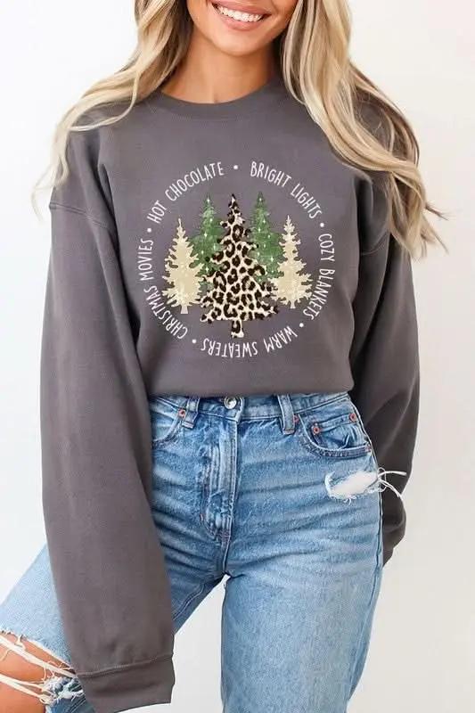Jackets Color Bear Christmas Tree Graphic Unisex Fleece Sweatshirt Cozy & Trendy