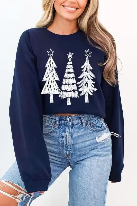Jackets Color Bear Christmas Tree Graphic Unisex Fleece Sweatshirt Warm & Cozy