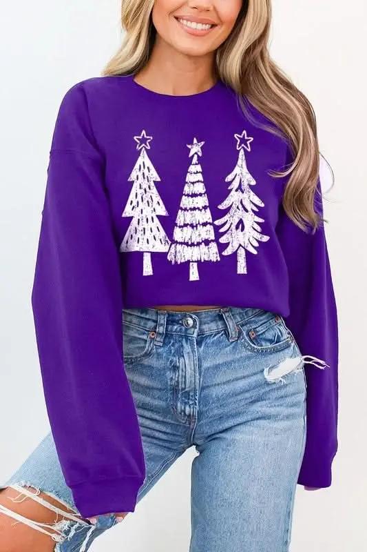Jackets Color Bear Christmas Tree Graphic Unisex Fleece Sweatshirt Warm & Cozy