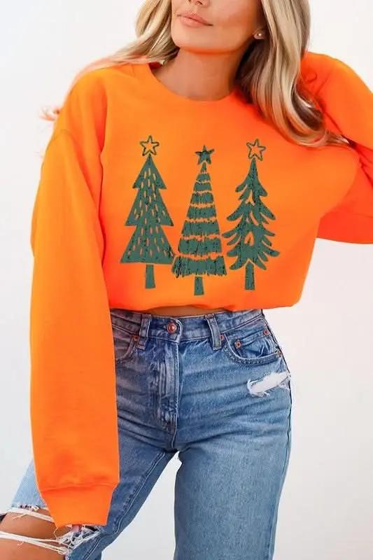 Jackets Color Bear Christmas Tree Graphic Unisex Fleece Sweatshirt Warm & Cozy