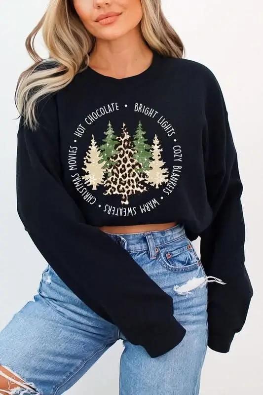 Jackets Color Bear Christmas Tree Graphic Unisex Fleece Sweatshirt Cozy & Trendy