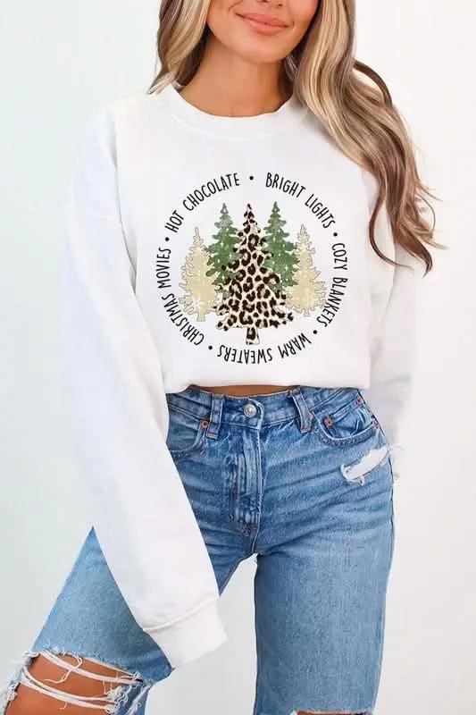 Jackets Color Bear Christmas Tree Graphic Unisex Fleece Sweatshirt Cozy & Trendy