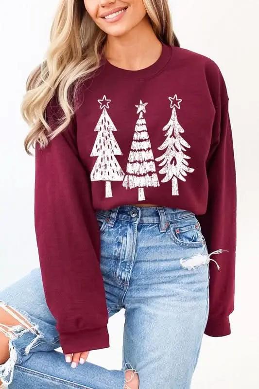 Jackets Color Bear Christmas Tree Graphic Unisex Fleece Sweatshirt Warm & Cozy