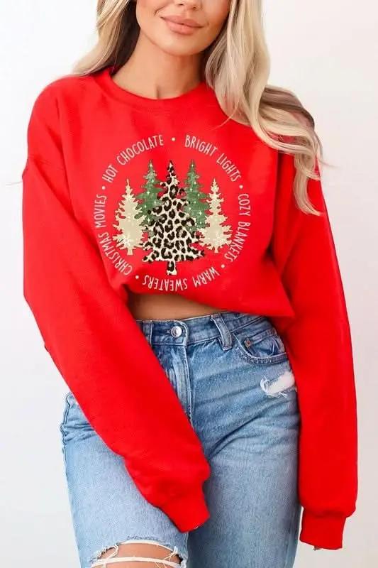 Jackets Color Bear Christmas Tree Graphic Unisex Fleece Sweatshirt Cozy & Trendy
