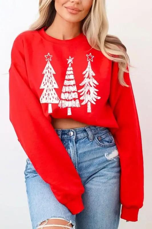 Jackets Color Bear Christmas Tree Graphic Unisex Fleece Sweatshirt Warm & Cozy
