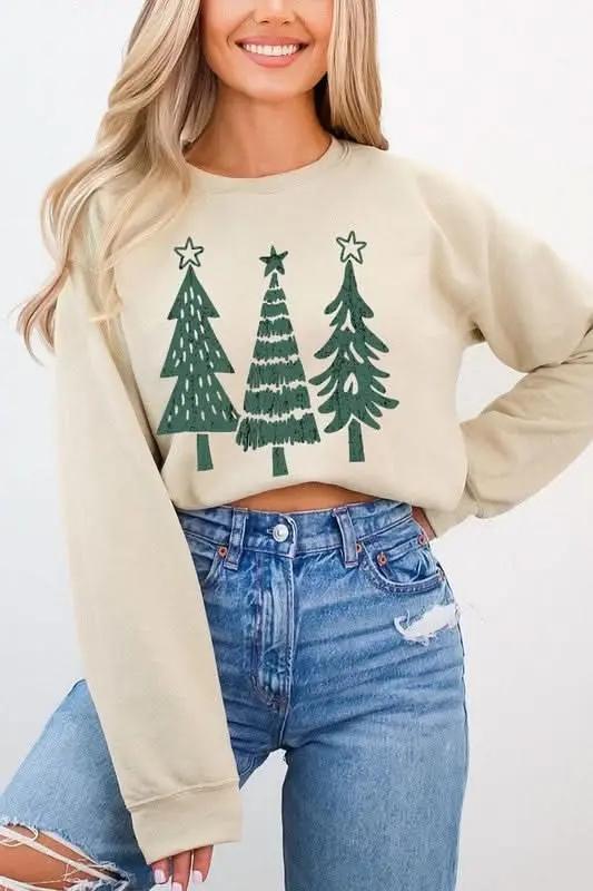 Jackets Color Bear Christmas Tree Graphic Unisex Fleece Sweatshirt Warm & Cozy