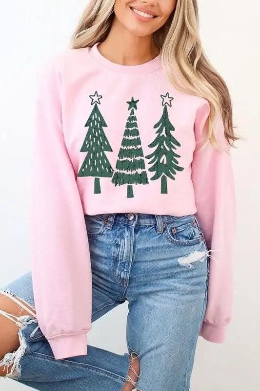 Jackets Color Bear Christmas Tree Graphic Unisex Fleece Sweatshirt Warm & Cozy