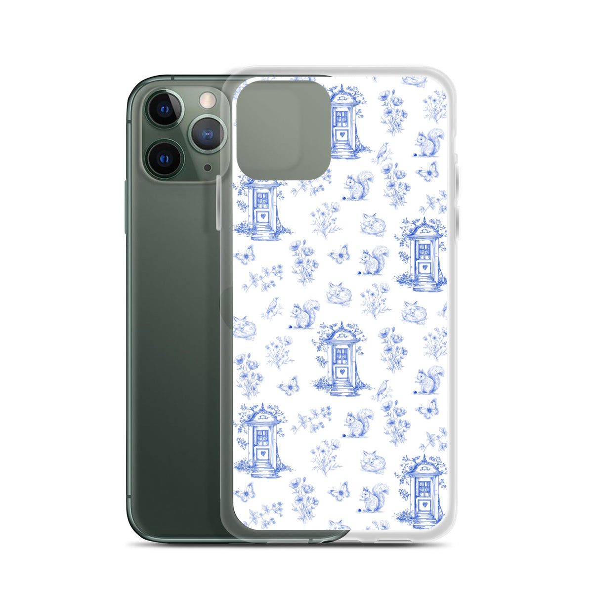 Vintage Blue Toile Door to Nature Clear Case for iPhone®