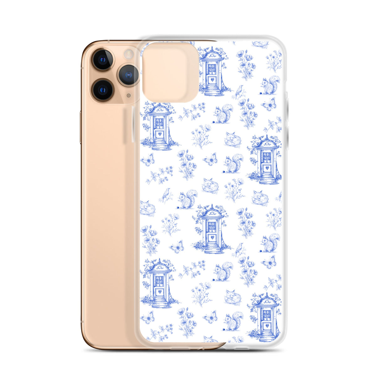 Vintage Blue Toile Door to Nature Clear Case for iPhone®