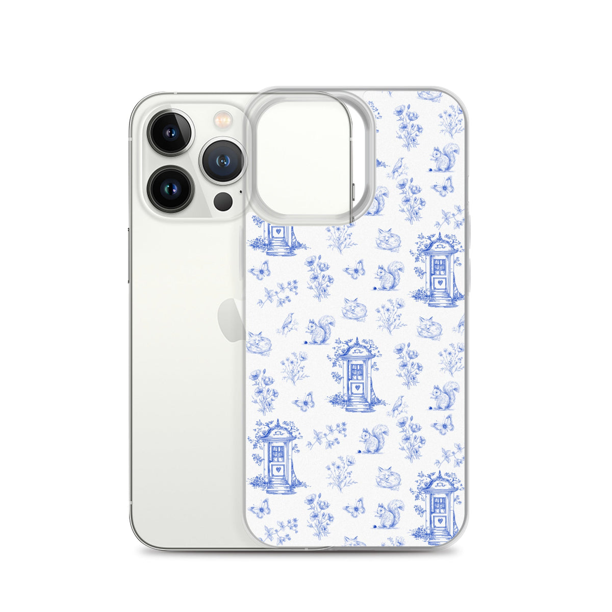 Vintage Blue Toile Door to Nature Clear Case for iPhone®
