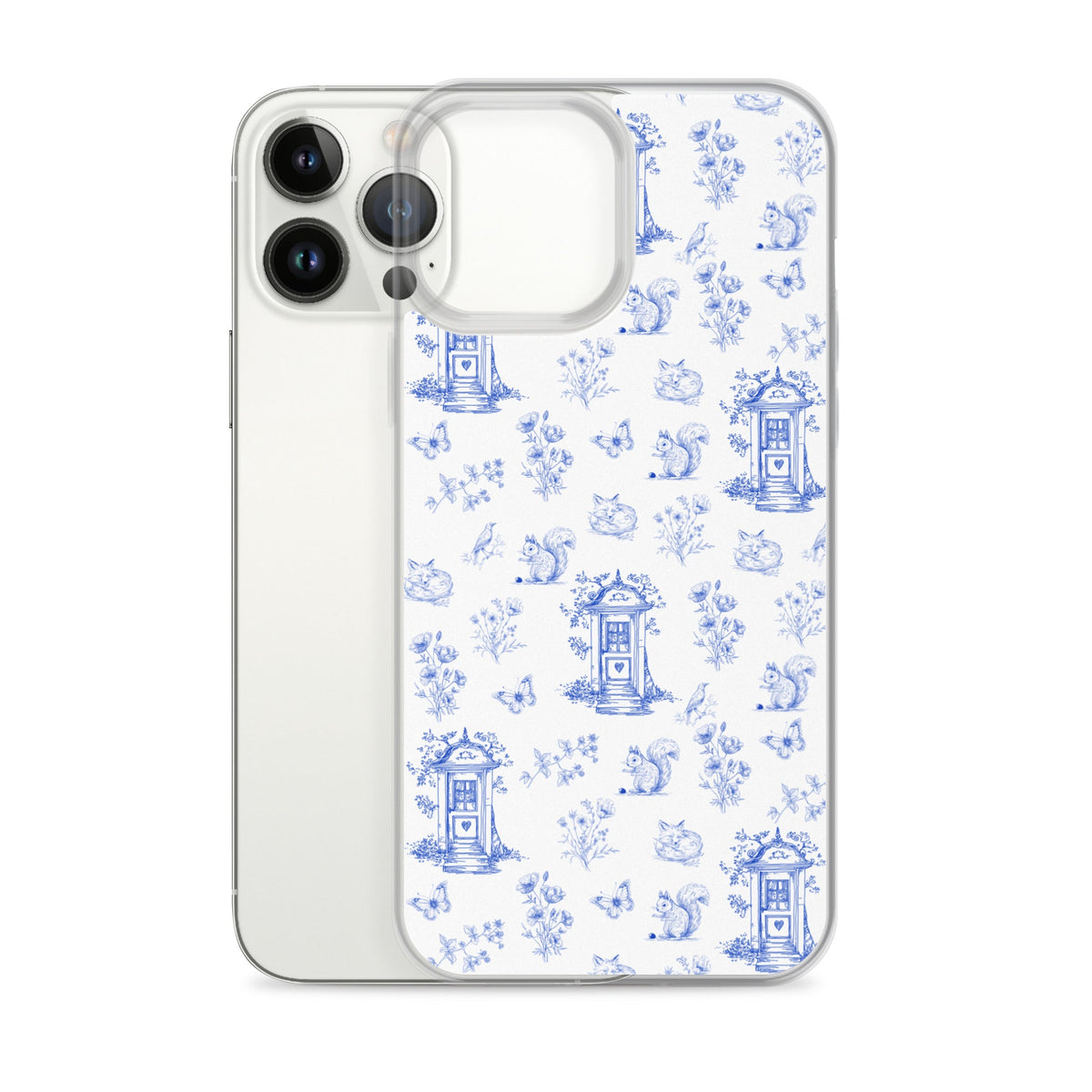 Vintage Blue Toile Door to Nature Clear Case for iPhone®