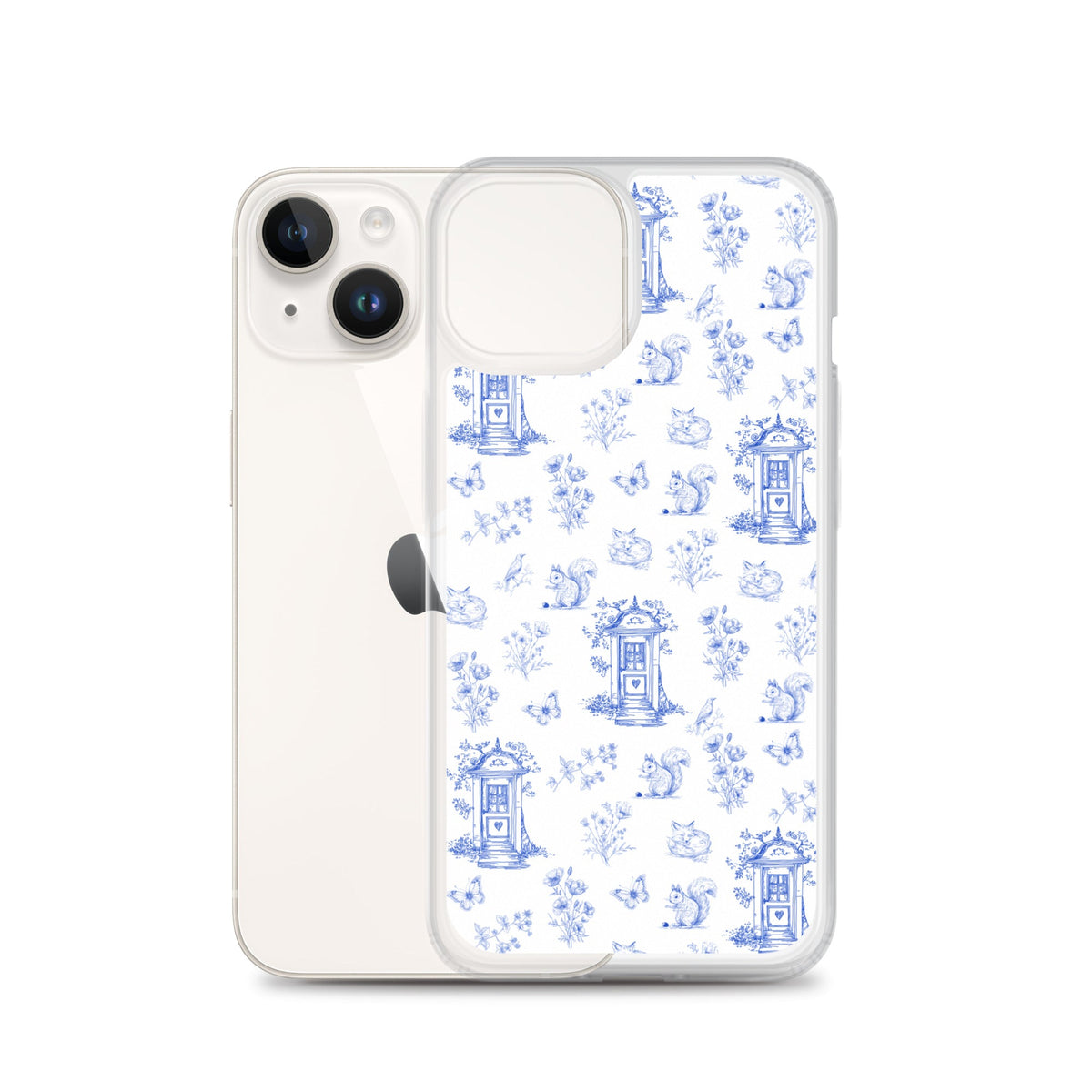 Vintage Blue Toile Door to Nature Clear Case for iPhone®