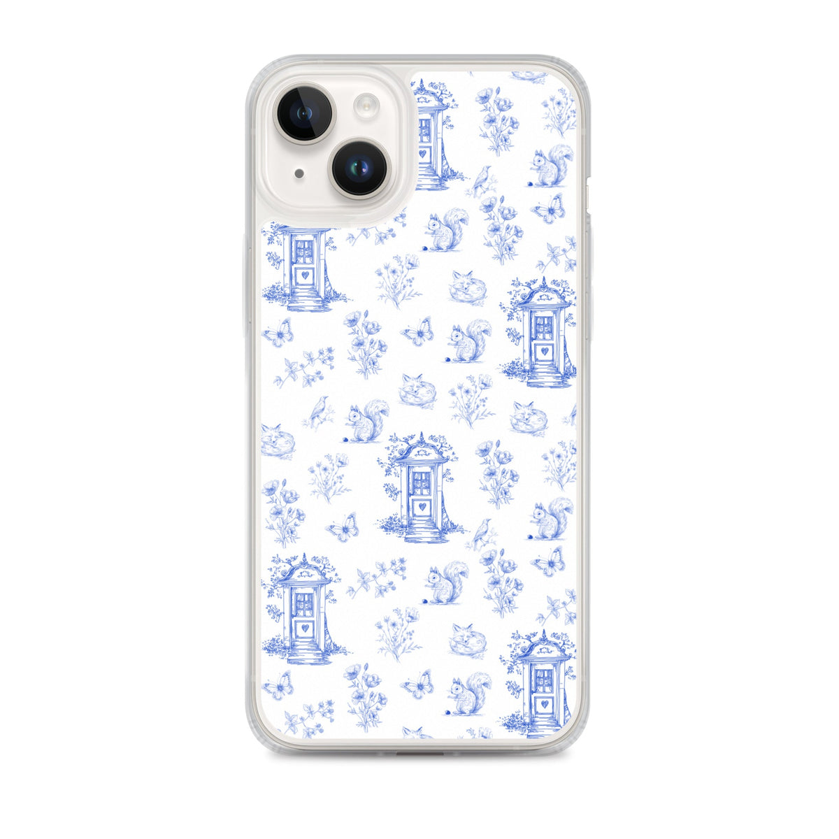 Vintage Blue Toile Door to Nature Clear Case for iPhone®