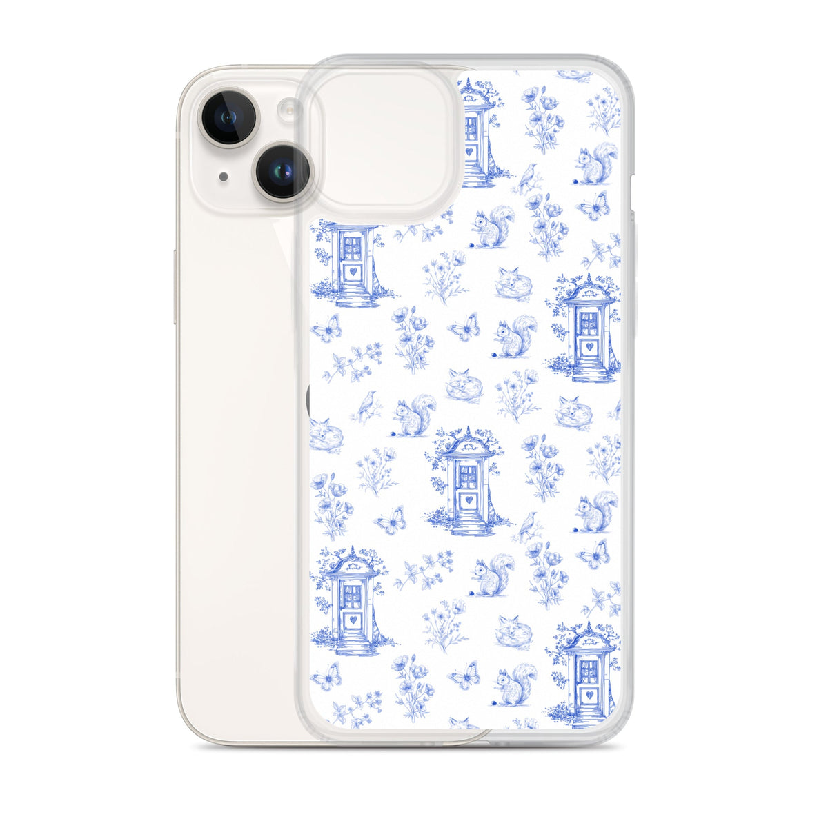 Vintage Blue Toile Door to Nature Clear Case for iPhone®