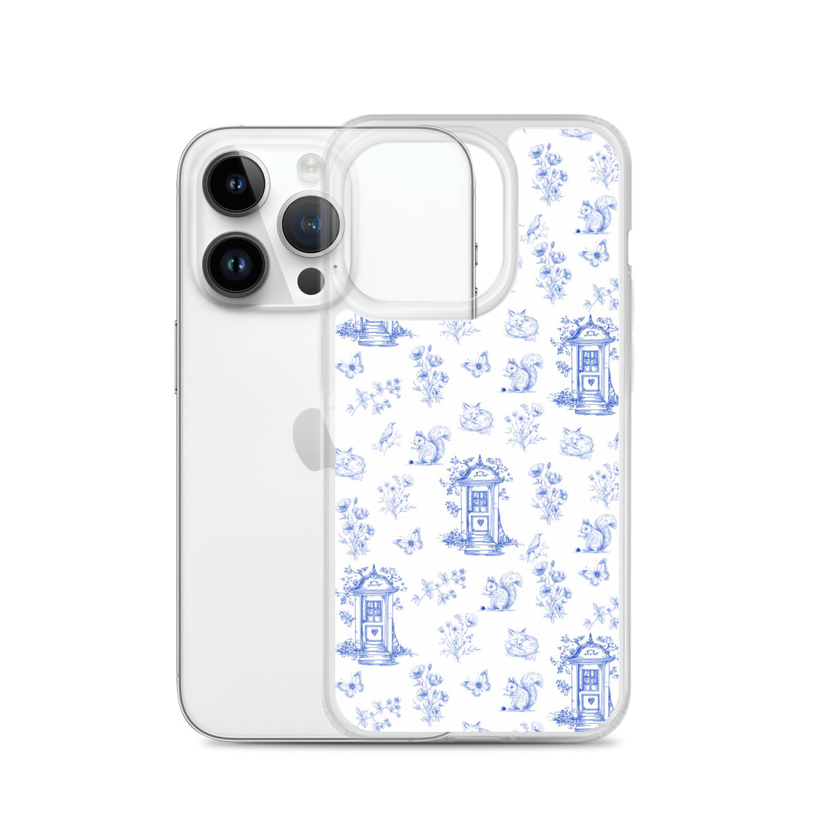 Vintage Blue Toile Door to Nature Clear Case for iPhone®