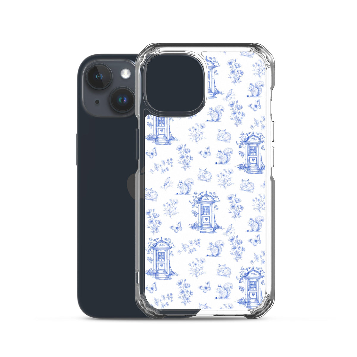 Vintage Blue Toile Door to Nature Clear Case for iPhone®