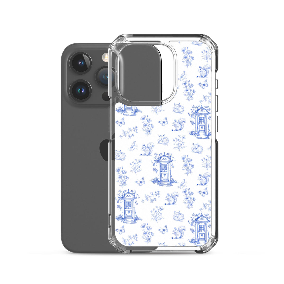 Vintage Blue Toile Door to Nature Clear Case for iPhone®