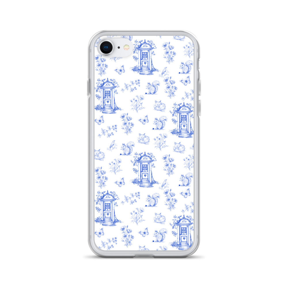 Vintage Blue Toile Door to Nature Clear Case for iPhone®
