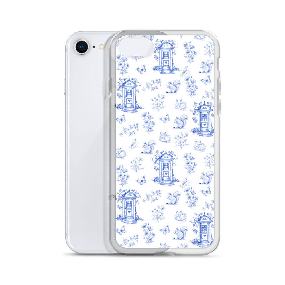 Vintage Blue Toile Door to Nature Clear Case for iPhone®