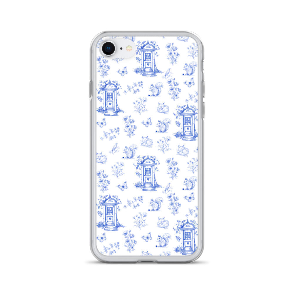 Vintage Blue Toile Door to Nature Clear Case for iPhone®