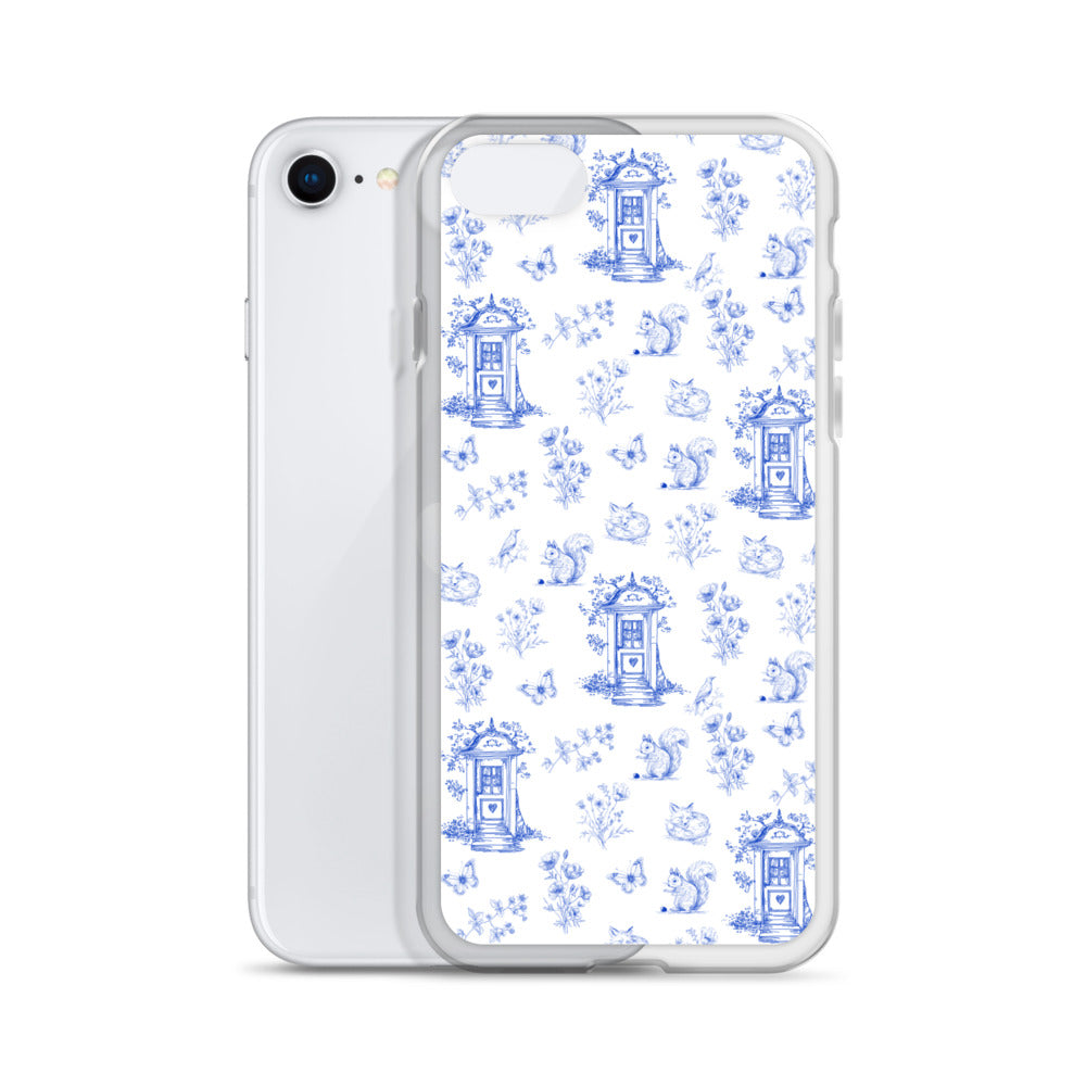 Vintage Blue Toile Door to Nature Clear Case for iPhone®