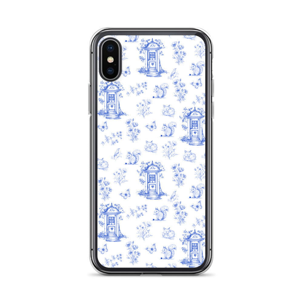 Vintage Blue Toile Door to Nature Clear Case for iPhone®