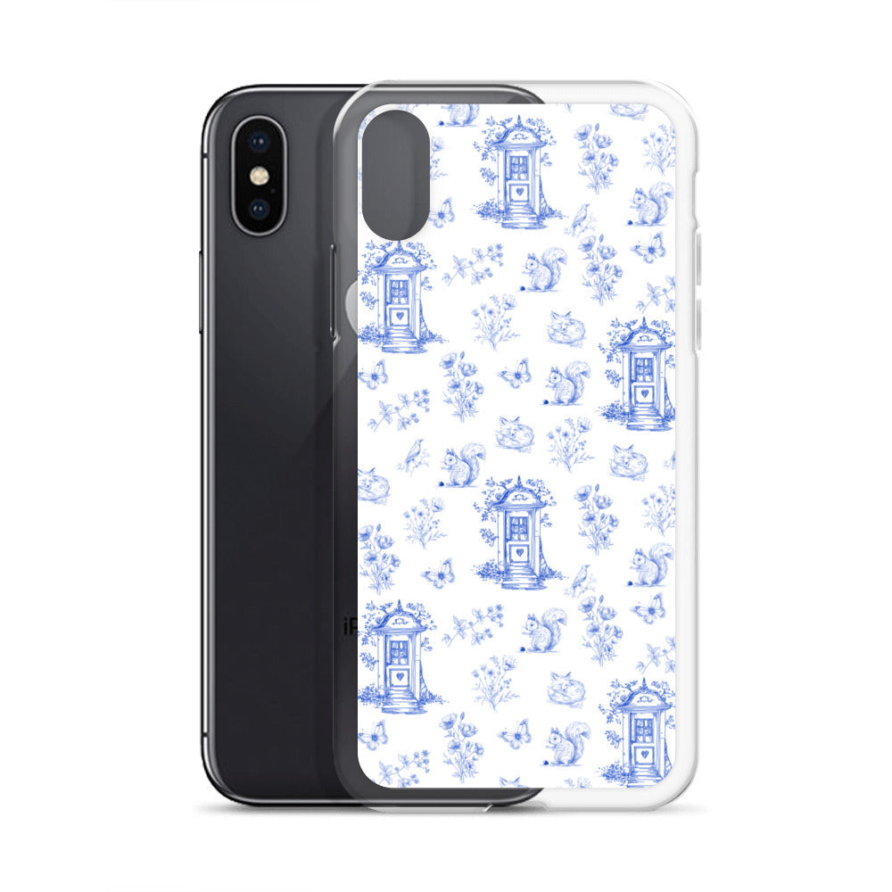 Vintage Blue Toile Door to Nature Clear Case for iPhone®