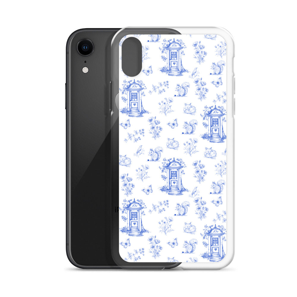 Vintage Blue Toile Door to Nature Clear Case for iPhone®