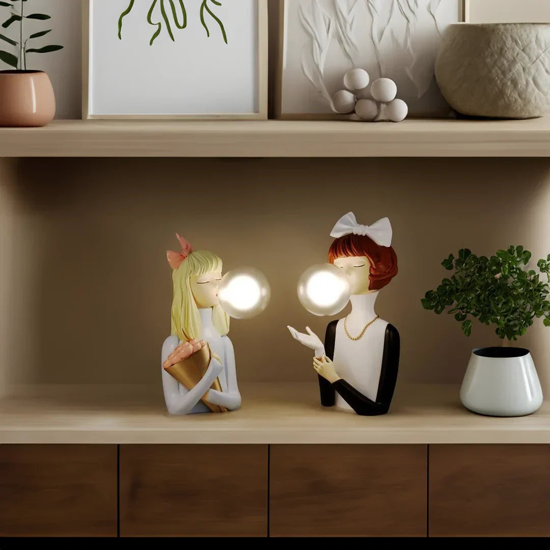 Parisian Bubble Girls Clear Glass LED Table Lamps