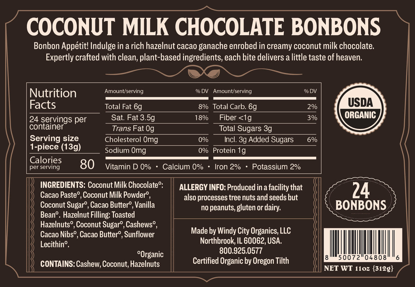 Rawmio Coconut Milk Chocolate Bon Bons, 24ea