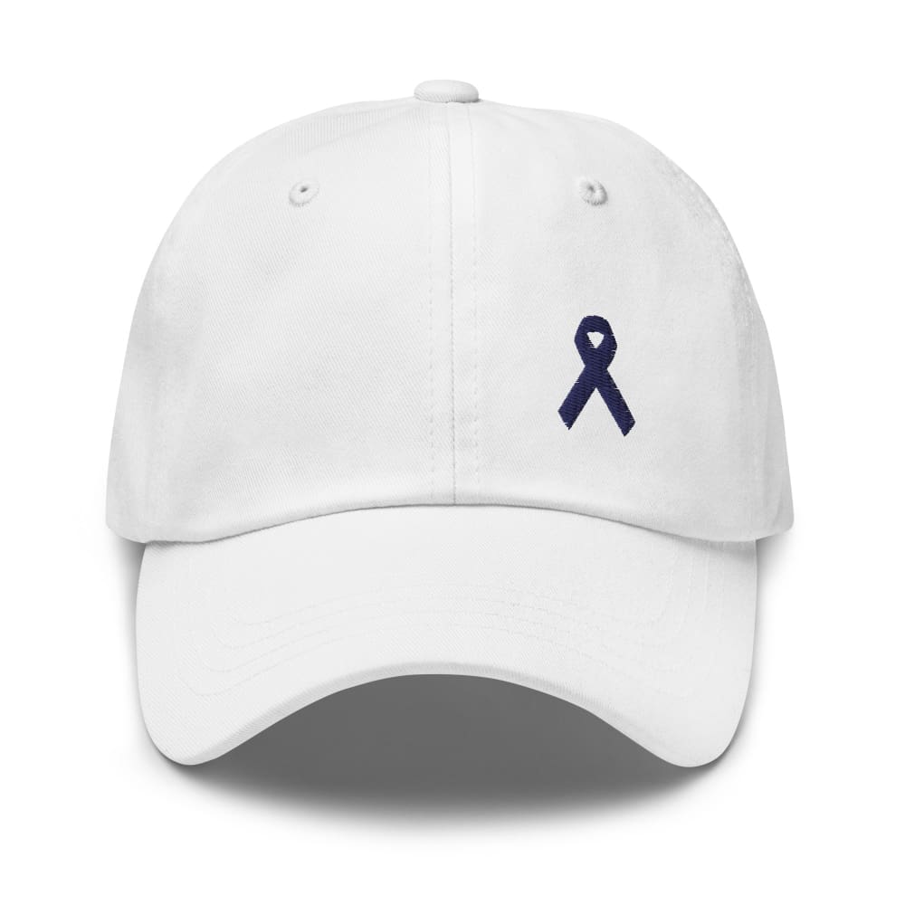 Gorra de papá de concientización sobre el cáncer de colon con lazo azul oscuro