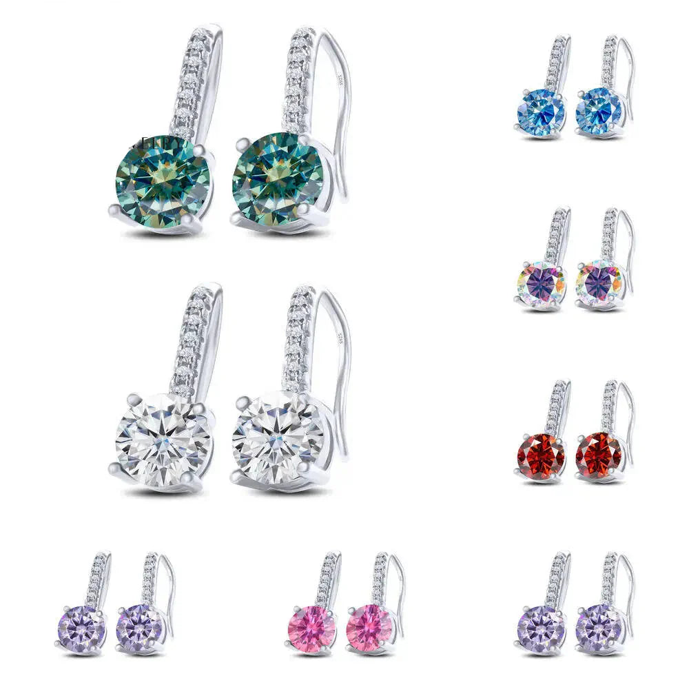 1ct D Color Moissanite 925 Sterling Silver Drop Earrings for Women Wedding