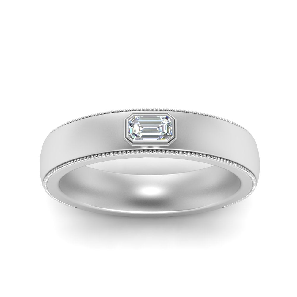 Comfort Fit Mens Milgrain Outline Ring