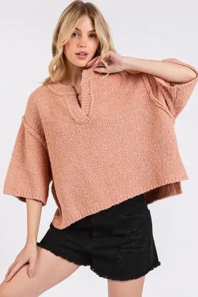Suéteres Trendsi Suéter de punto casual para mujer, top diario, abertura lateral, hombro caído, suave