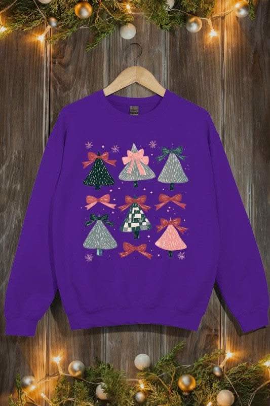 Accessories Color Bear Coquette Christmas Tree Unisex Graphic Fleece Sweatshirt Holiday Wear