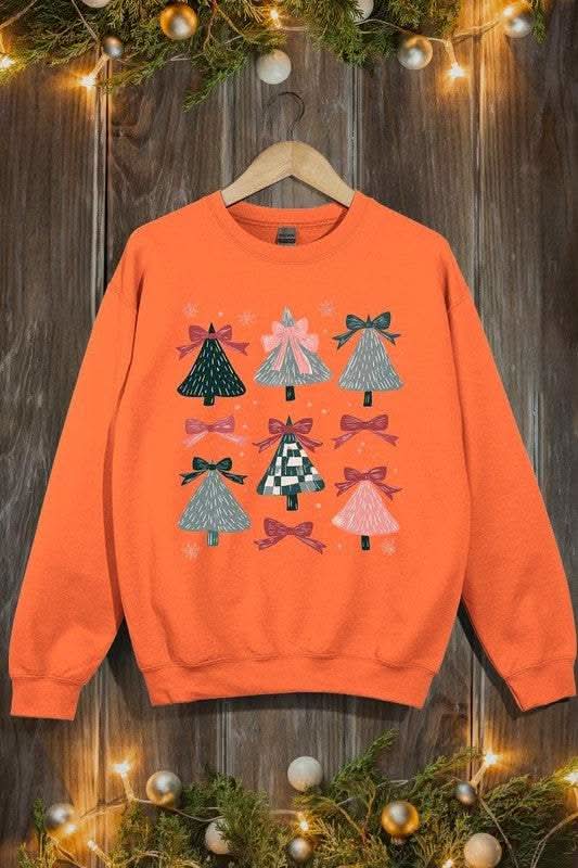 Accessories Color Bear Coquette Christmas Tree Unisex Graphic Fleece Sweatshirt Holiday Wear