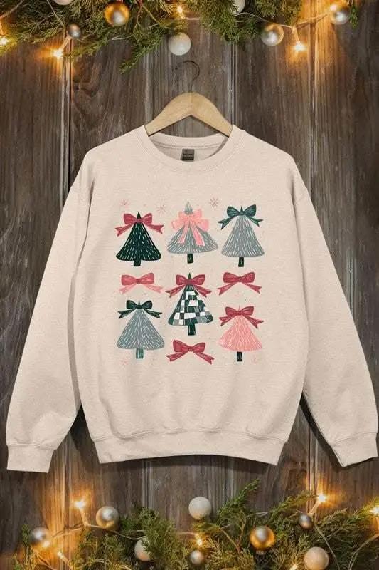 Accessories Color Bear Coquette Christmas Tree Unisex Graphic Fleece Sweatshirt Holiday Wear