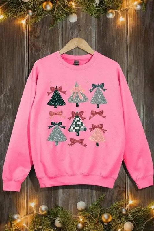 Accessories Color Bear Coquette Christmas Tree Unisex Graphic Fleece Sweatshirt Holiday Wear