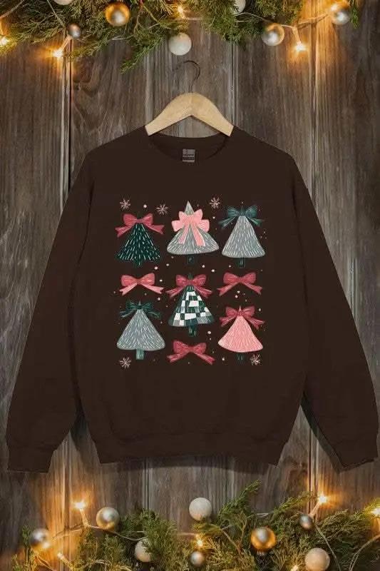Accessories Color Bear Coquette Christmas Tree Unisex Graphic Fleece Sweatshirt Holiday Wear