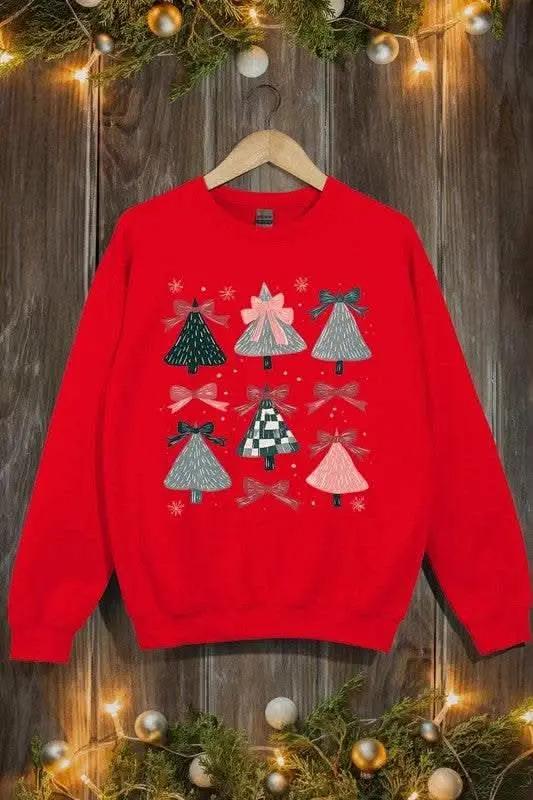 Accessories Color Bear Coquette Christmas Tree Unisex Graphic Fleece Sweatshirt Holiday Wear