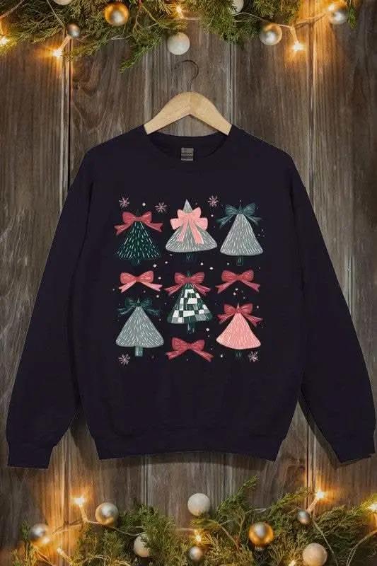 Accessories Color Bear Coquette Christmas Tree Unisex Graphic Fleece Sweatshirt Holiday Wear
