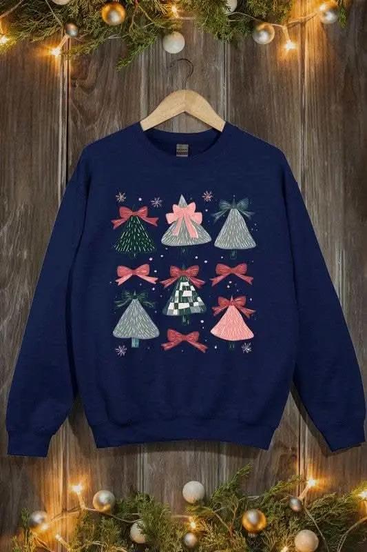 Accessories Color Bear Coquette Christmas Tree Unisex Graphic Fleece Sweatshirt Holiday Wear