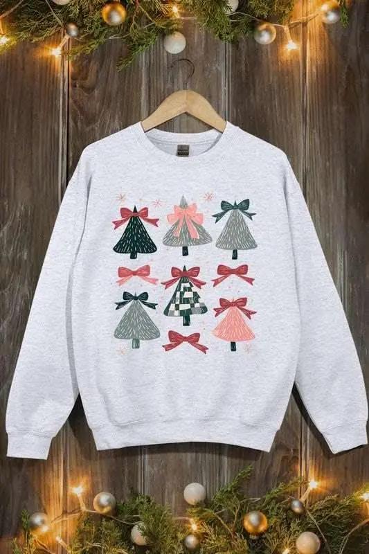 Accessories Color Bear Coquette Christmas Tree Unisex Graphic Fleece Sweatshirt Holiday Wear