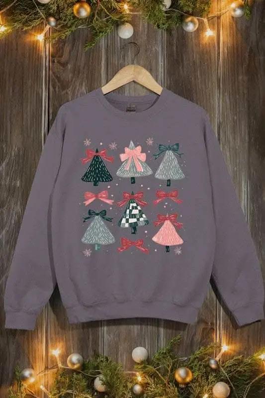 Accessories Color Bear Coquette Christmas Tree Unisex Graphic Fleece Sweatshirt Holiday Wear