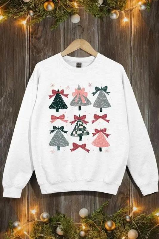 Accessories Color Bear Coquette Christmas Tree Unisex Graphic Fleece Sweatshirt Holiday Wear
