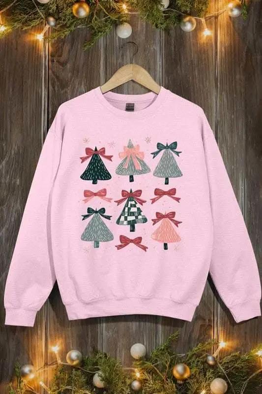 Accessories Color Bear Coquette Christmas Tree Unisex Graphic Fleece Sweatshirt Holiday Wear