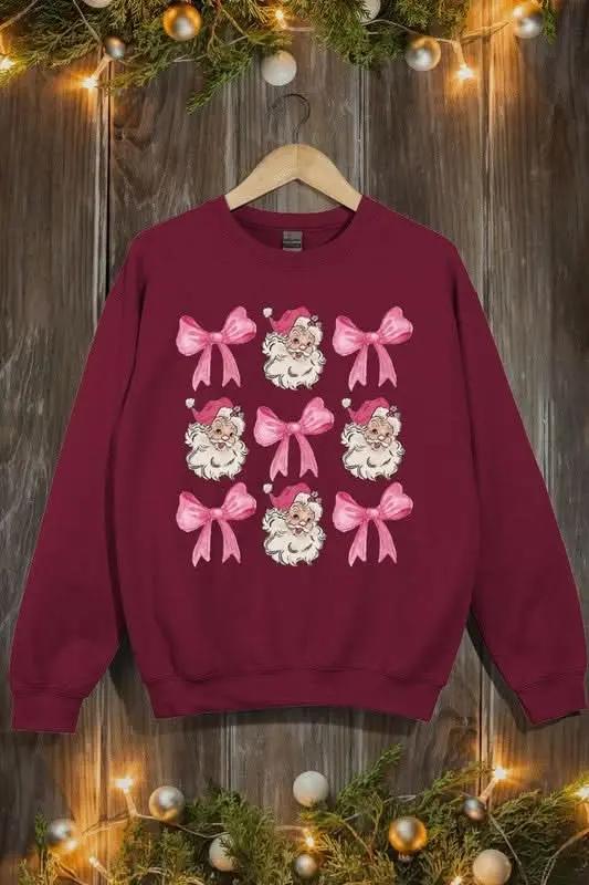 T-Shirts Color Bear Pink Christmas Graphic Women's Fleece Sweatshirt Comfy & Trendy