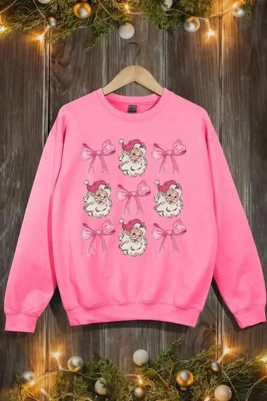 T-Shirts Color Bear Pink Christmas Graphic Women's Fleece Sweatshirt Comfy & Trendy